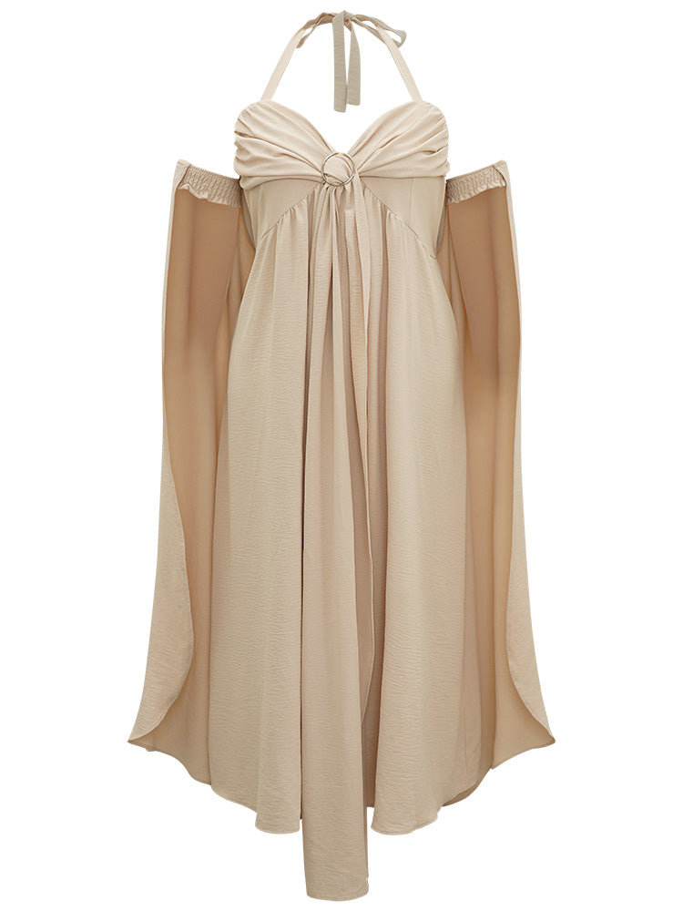 Halloween Plain Metal Detail Ties Shirred Cami Dress