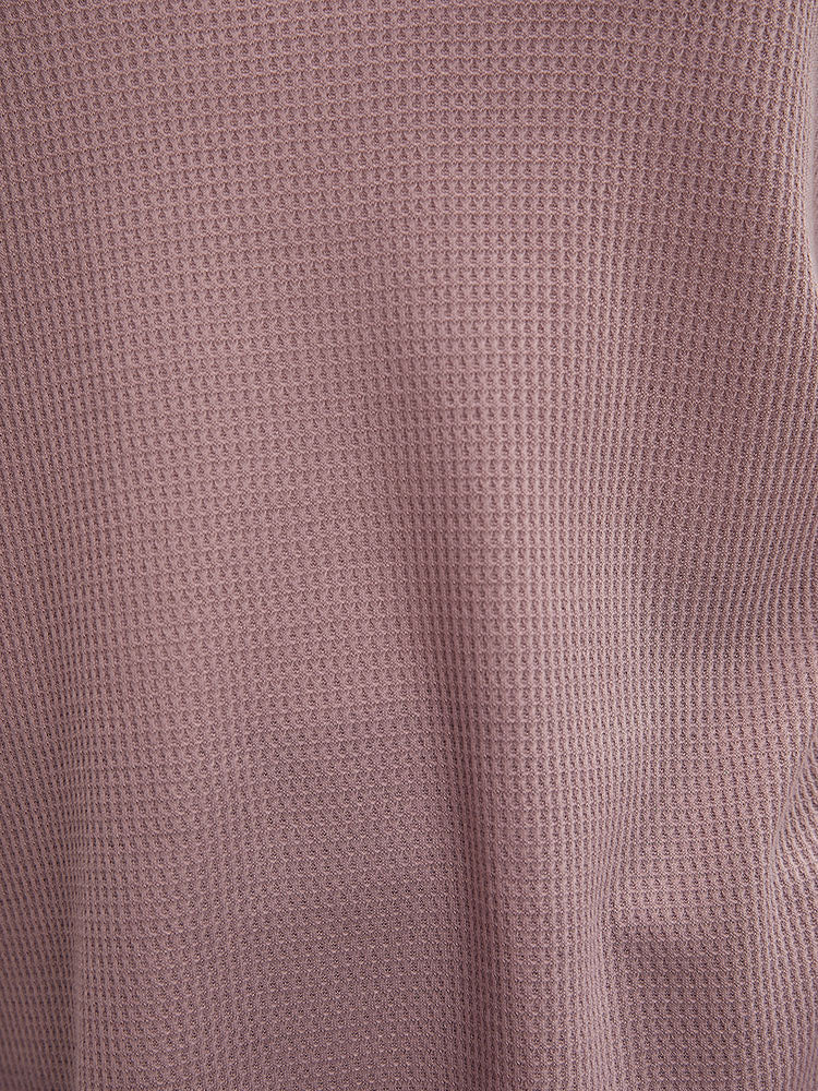 Solid Lace Patchwork Cut Out Waffle Knit Tee