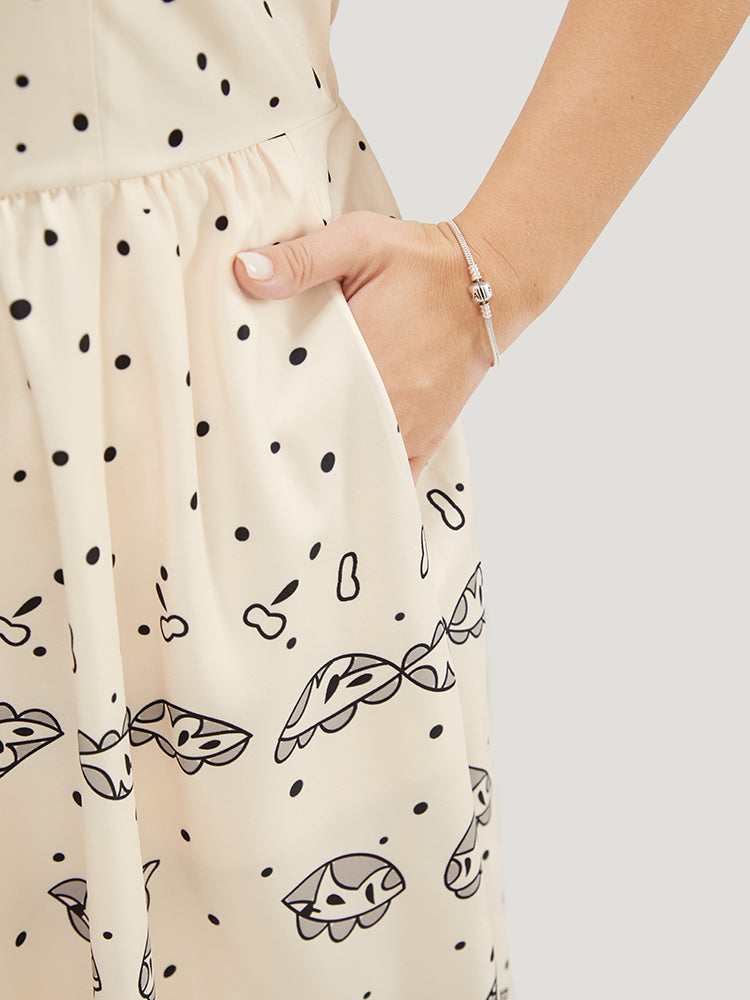 Polka Dot & Bandana Print Pocket Cami Dress