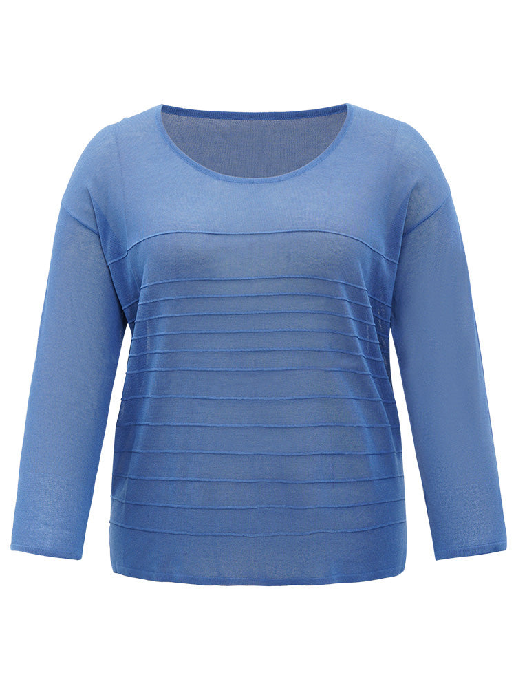 Solid High Low Hem Drop Shoulder Split Side Pullover