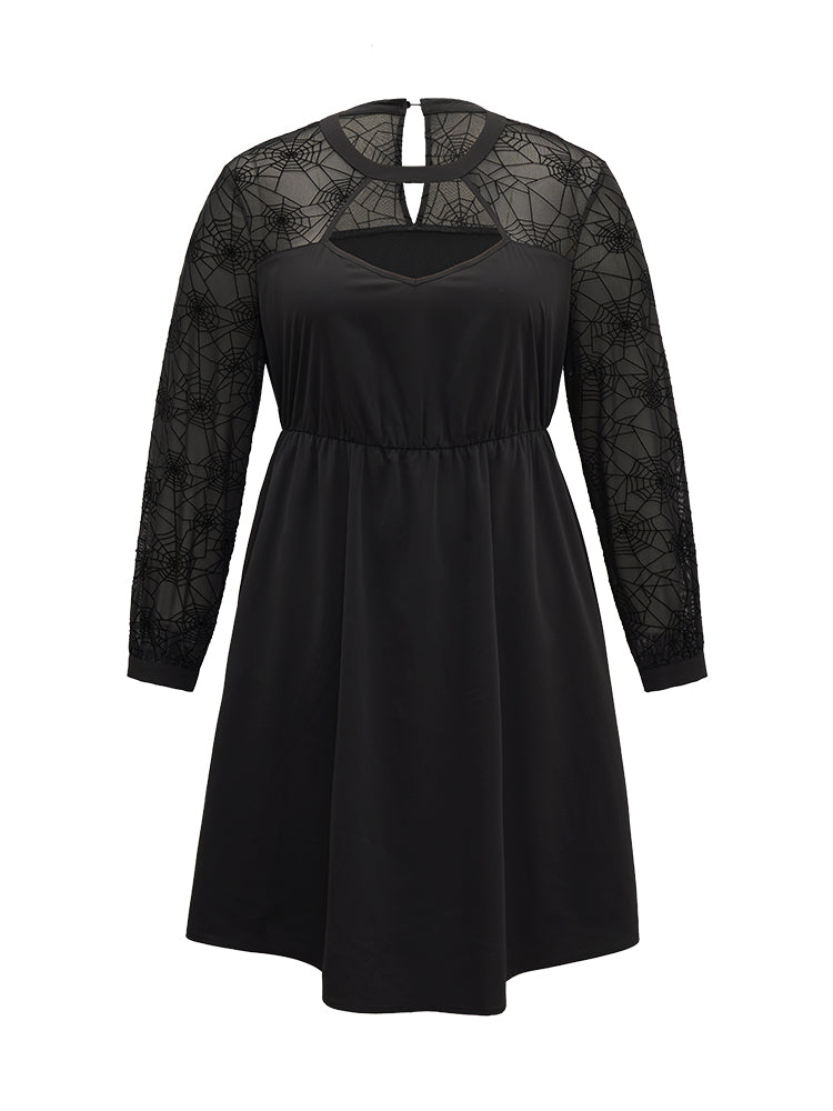 Anti-Wrinkle Halloween Keyhole Mesh Pocket Dress