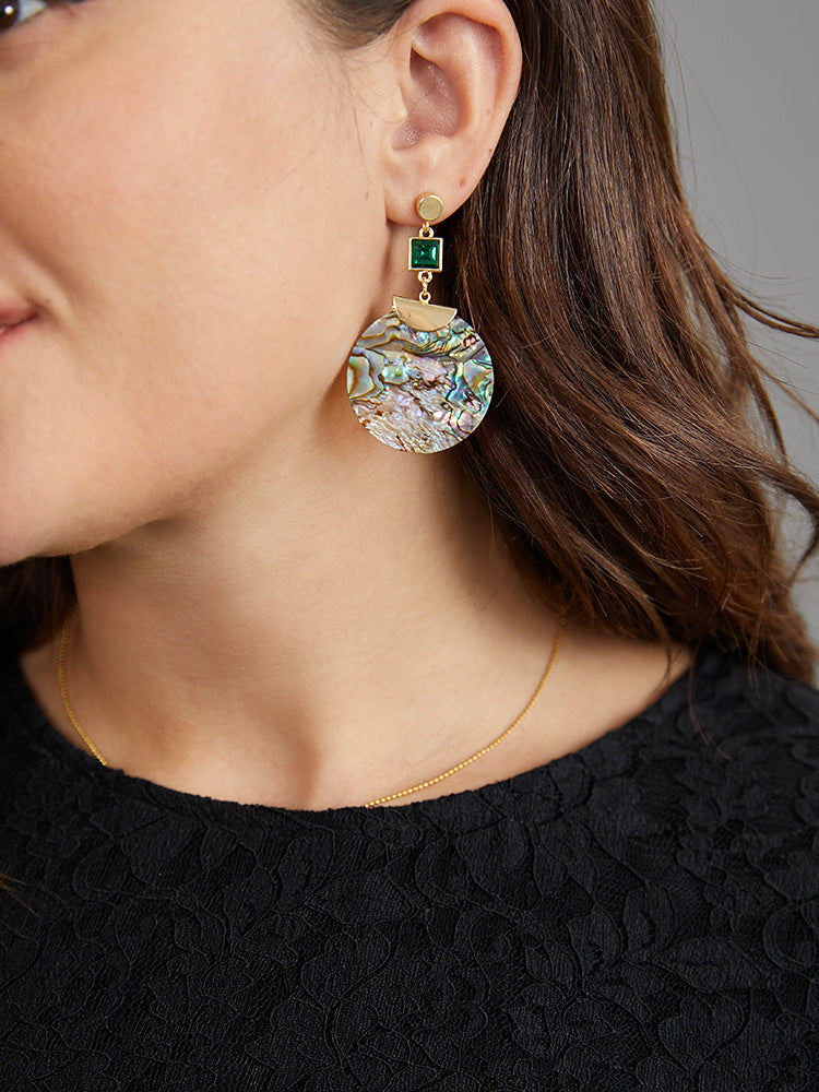 925 Silver Needle Rhinestone Round Drop Earrings