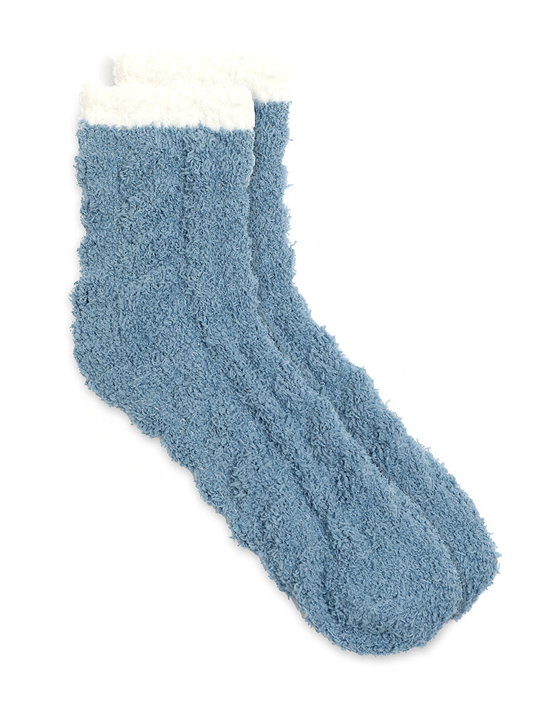 2 Pack Contrast Trim Fuzzy Crew Socks