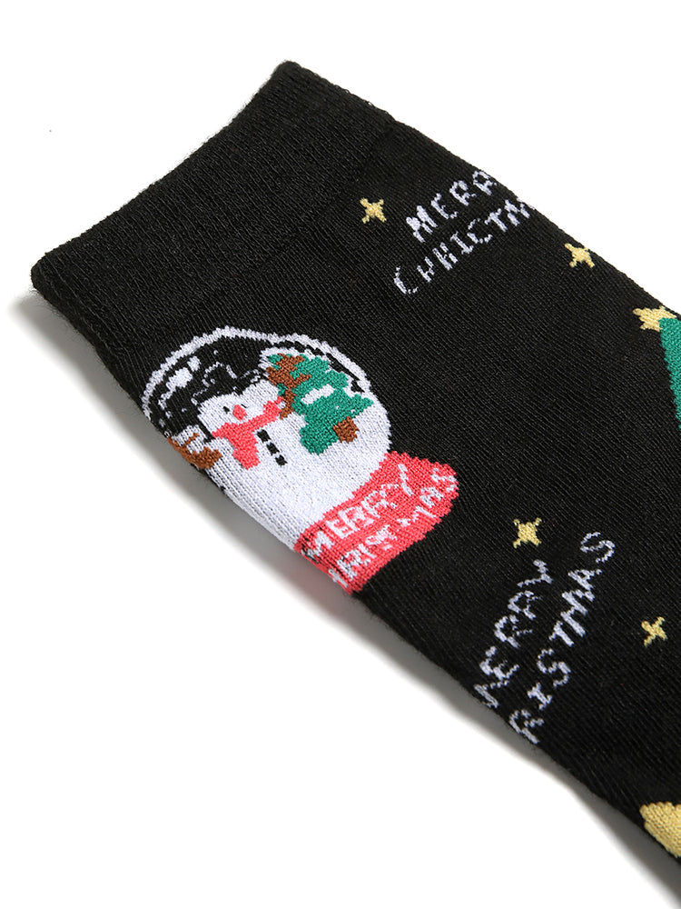 4 Pack Star & Santa Claus Pattern Crew Socks
