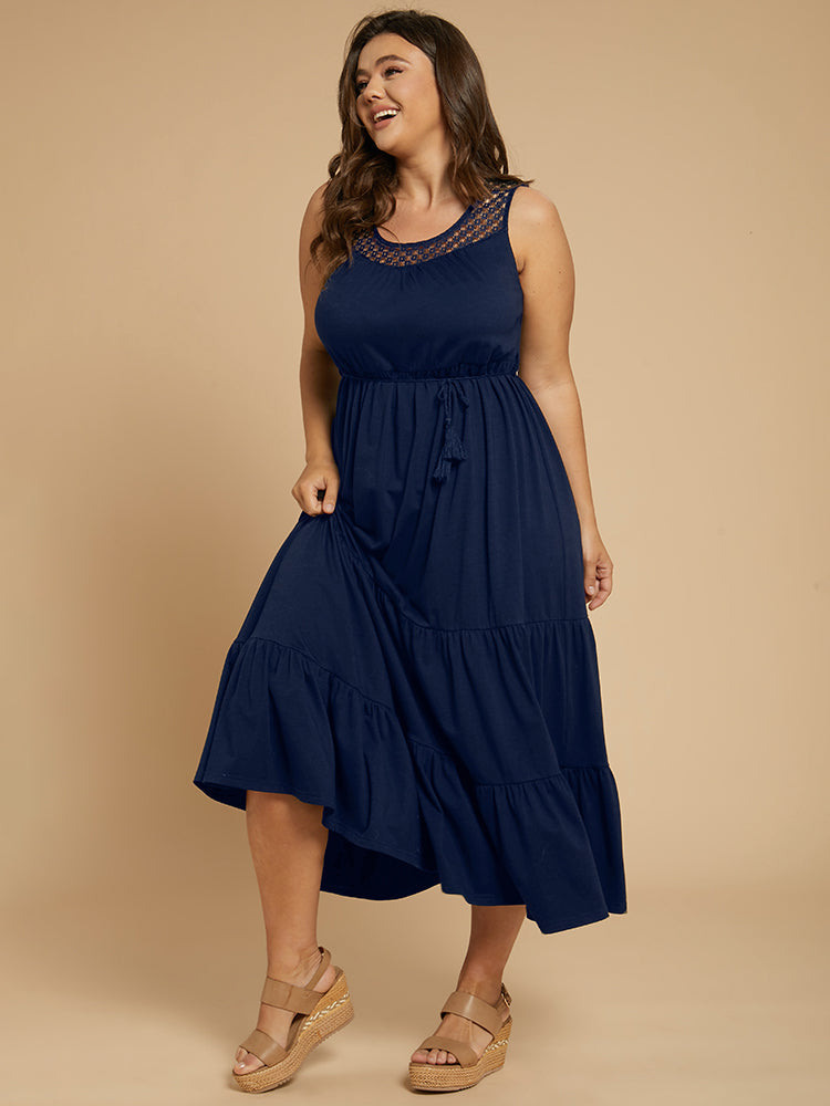 Black Sleeveless Cut Out Drawstring Maxi Dress