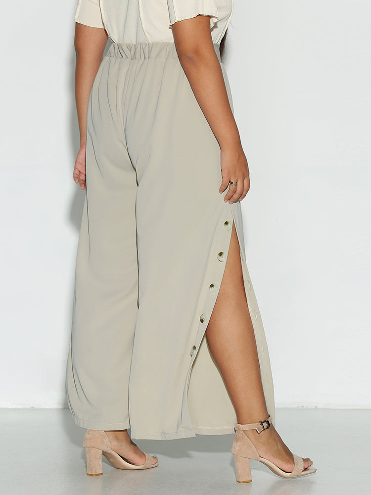 Button Up Sides Split Pants