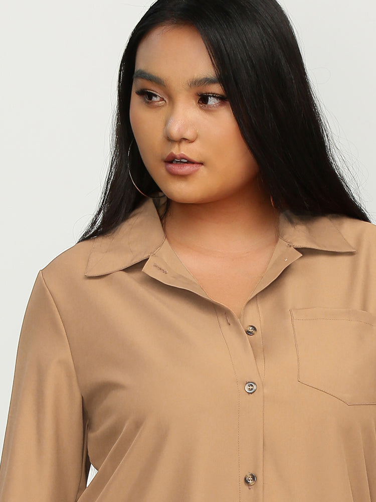 Pocket Button Blouse Dress