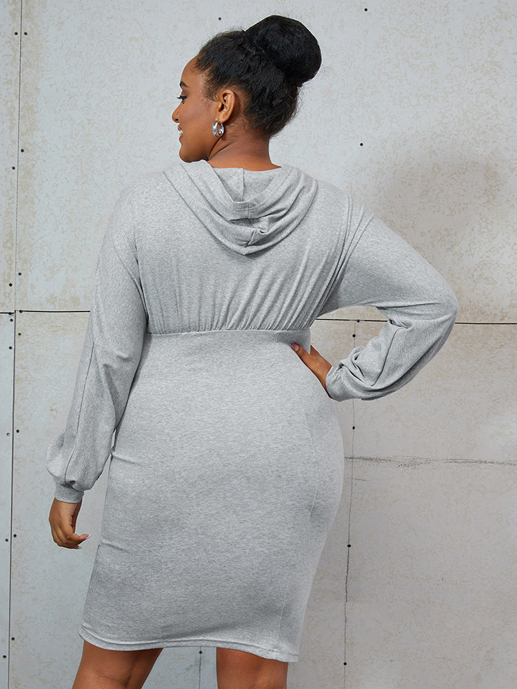 Zipper Hooded Sweatshirt Dress