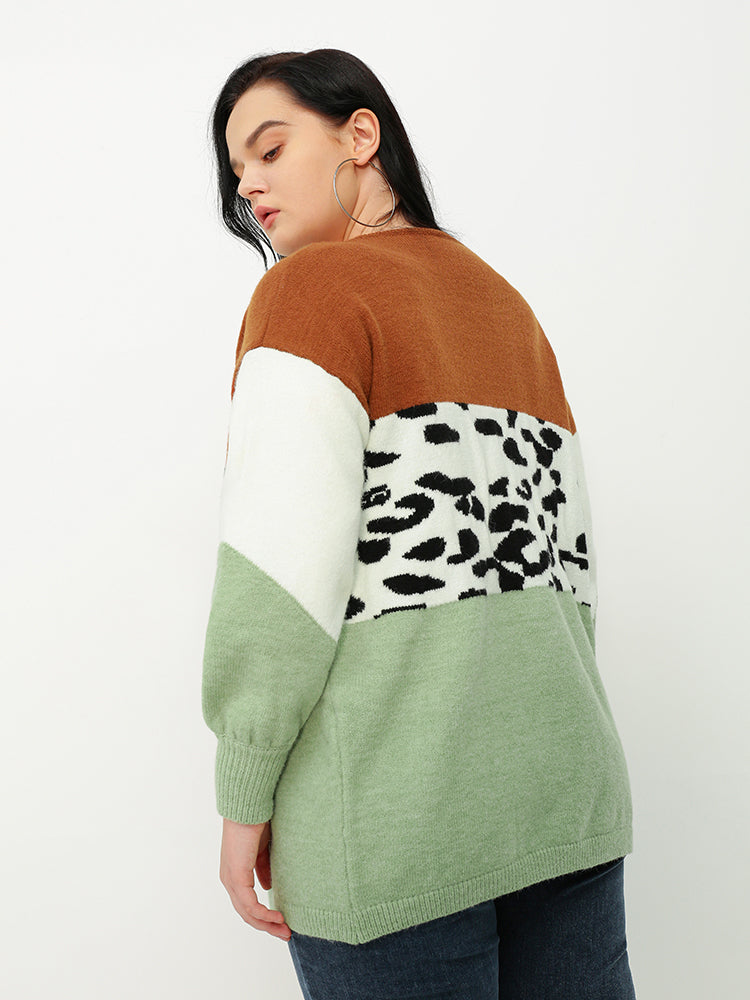 Leopard Color Block Cardigan
