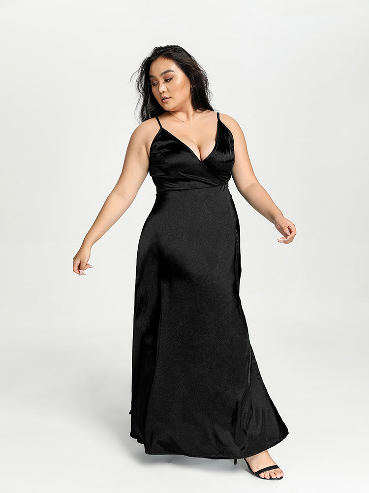 Black Suspender Split Hem Dress