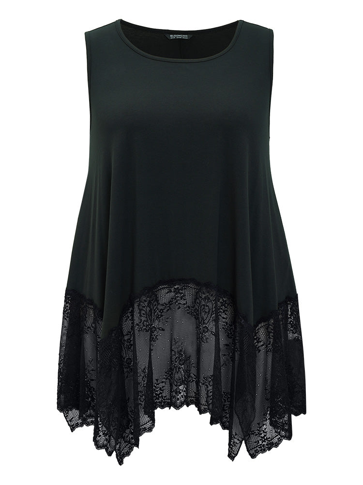 Plain Lace Hanky Hem Tank Top