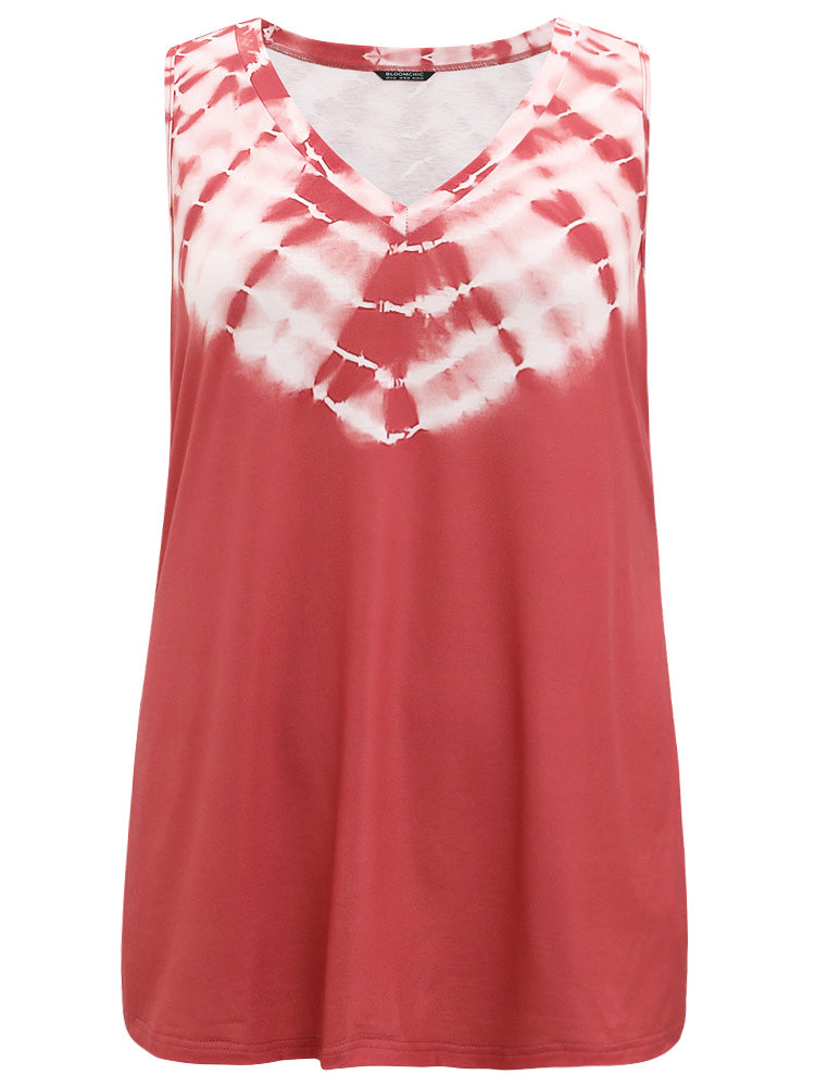 Tie Dye Contrast V Neck Tank Top