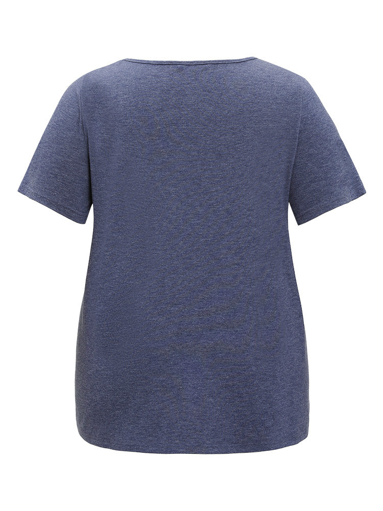 Plain Crisscross V Neck Short Sleeve T-shirt