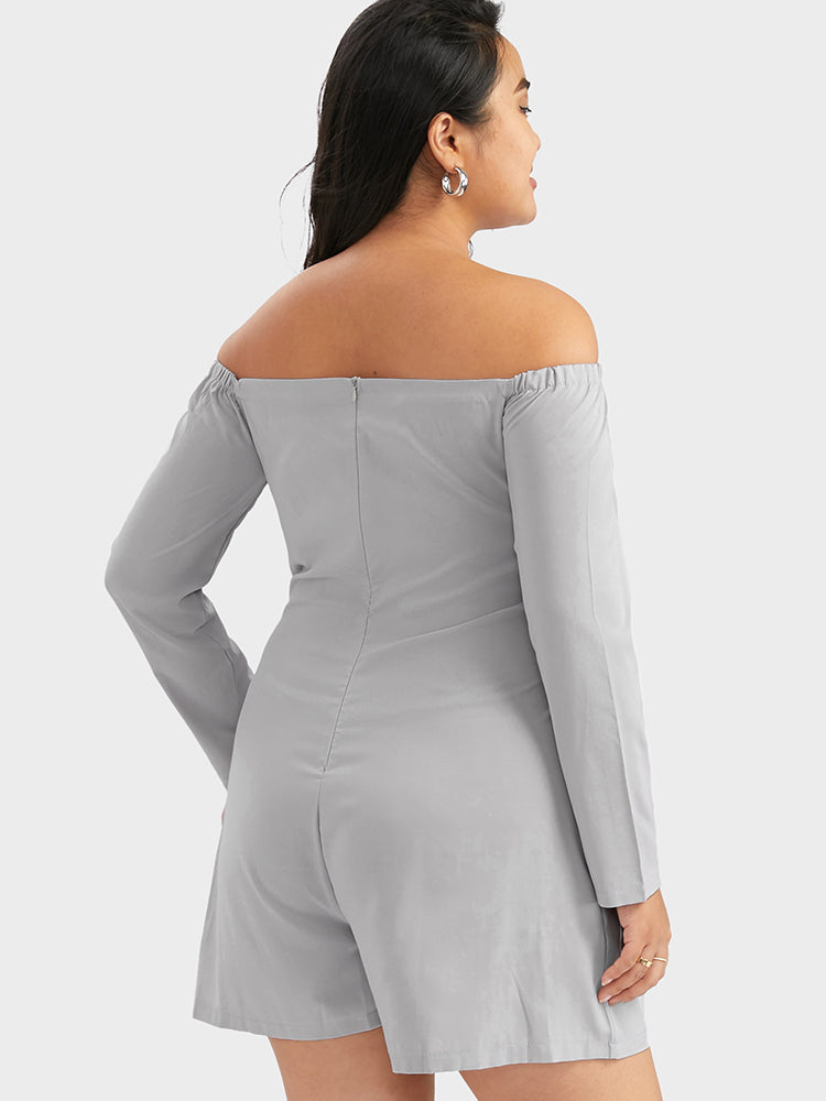Solid Belted Off Shoulder Jumpsuit