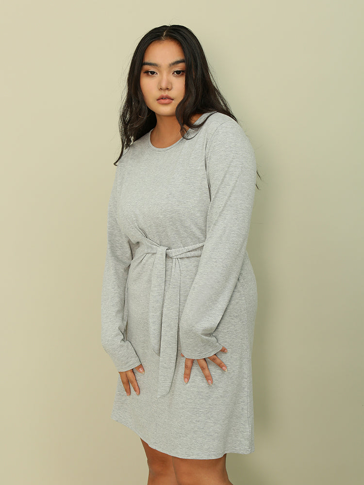 Lace-up Solid Color Dress