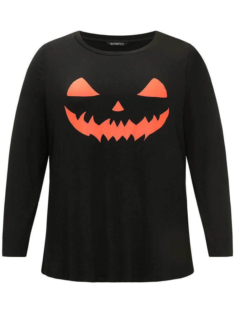 Halloween Pumpkin Print T-shirt
