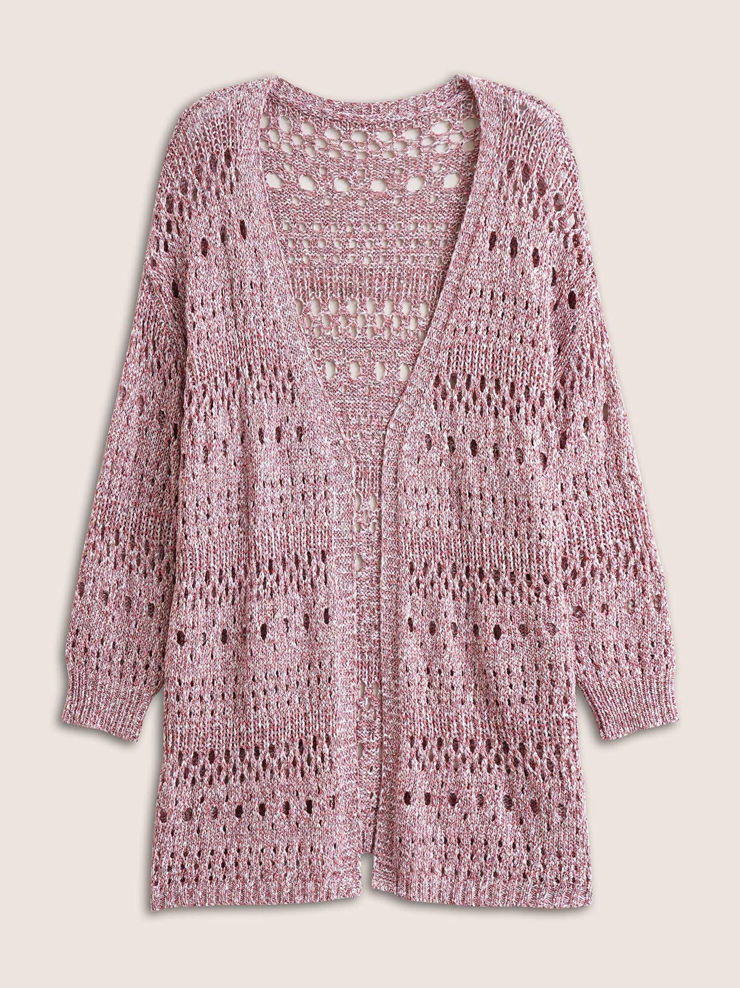 Heather Hollow Out Drop Shoulder Cardigan