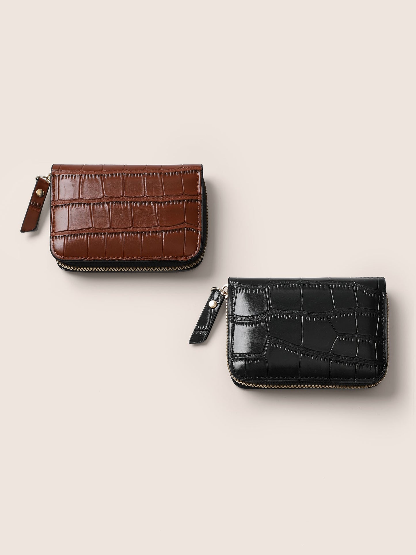 2pcs Simple Basic Crocodile Embossed Quilted Purses