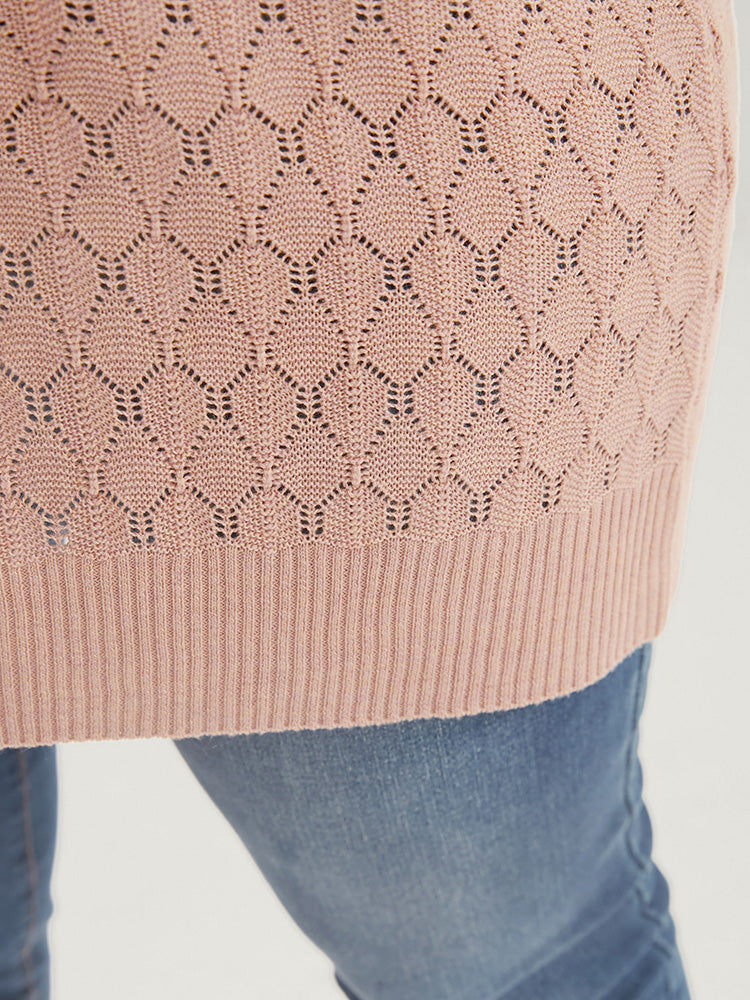 Solid Super Soft Ice Rayon Yarn Cut Out V Neck Knit Top