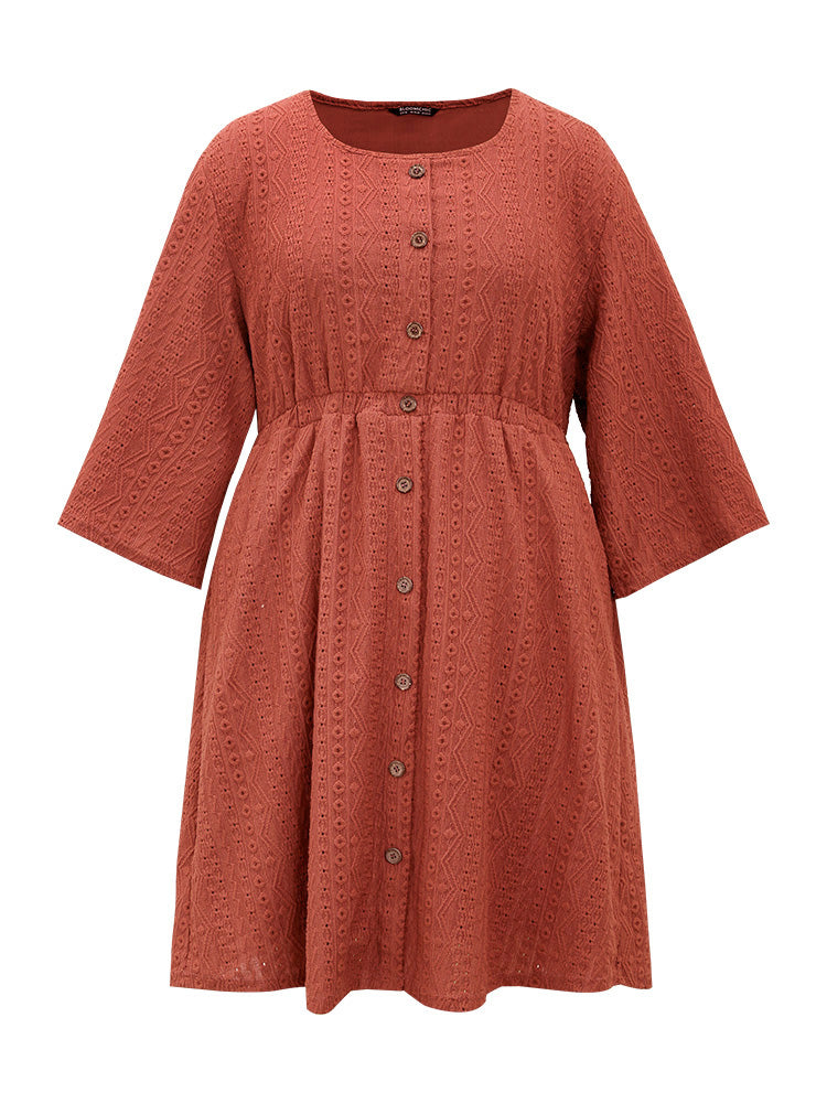 Broderie Anglaise Button Through Pocket Dress