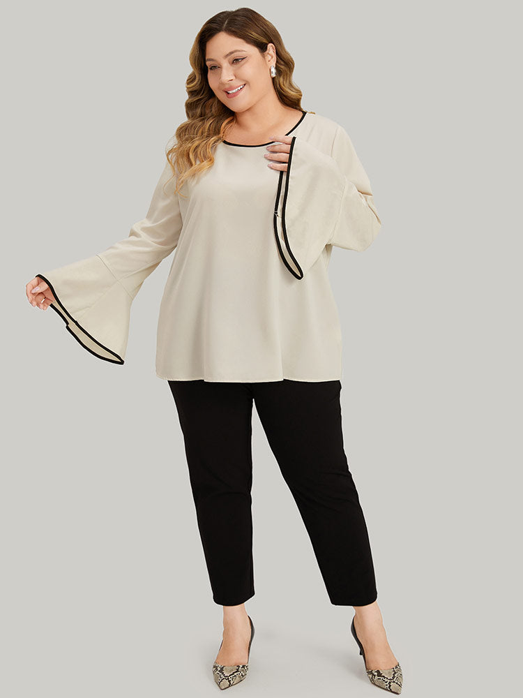 Plain Elastic Waist Pocket Woven Pants