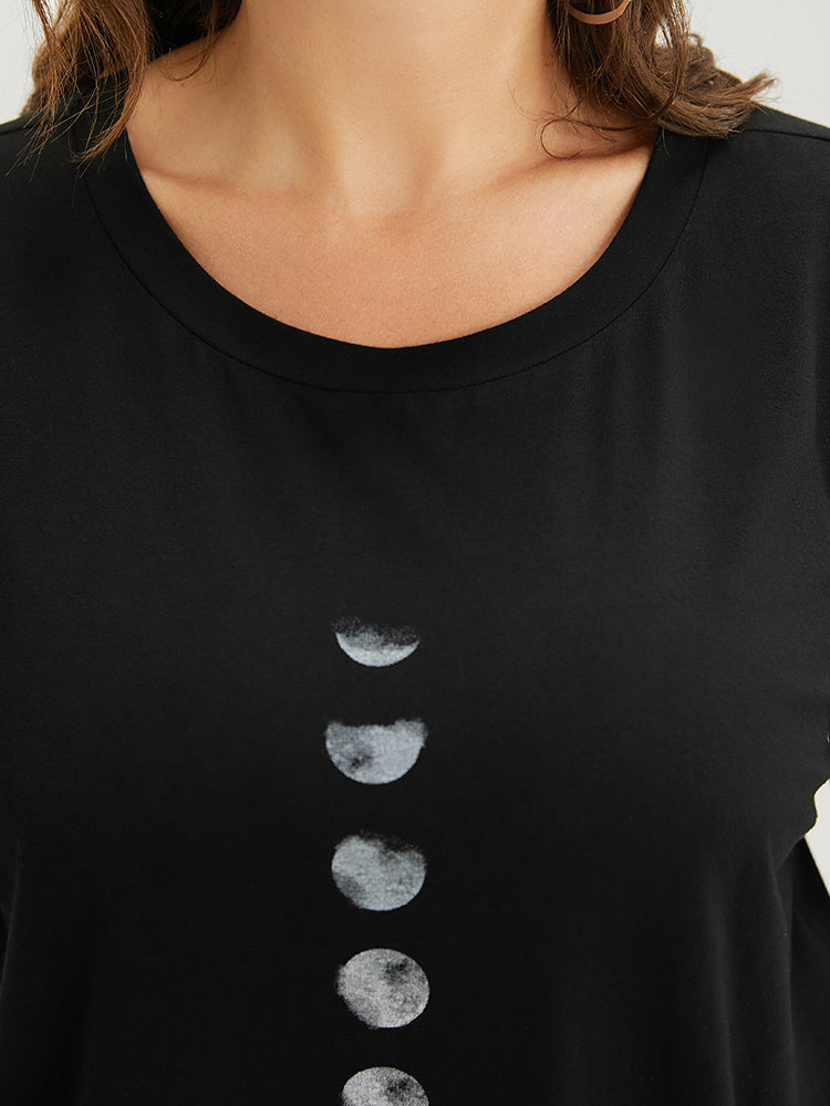 Moon Print Short Sleeve T-shirt