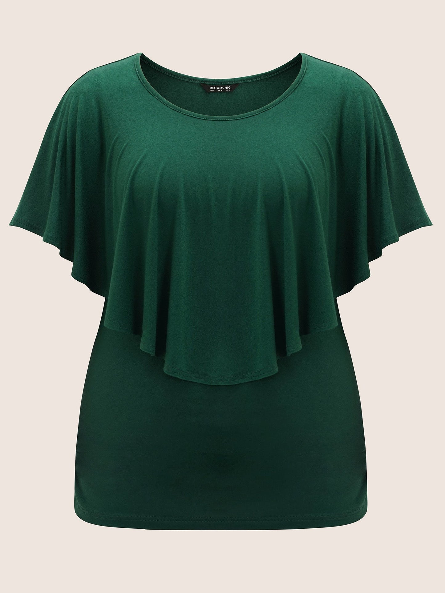 Solid Gathered Flutters Batwing Sleeve T-shirt