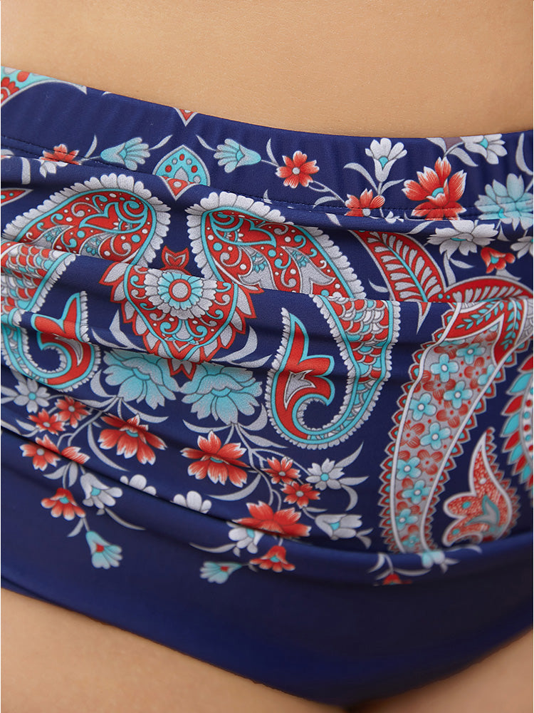 Paisley Print Ruched Front Swim Bottom