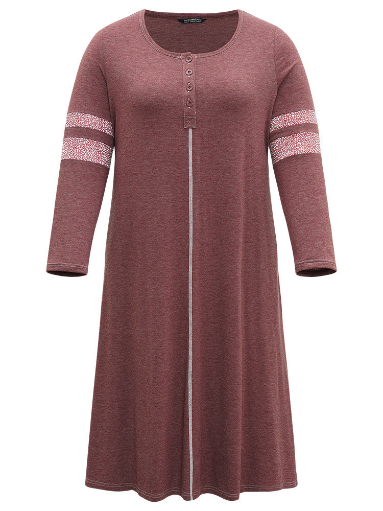 Supersoft Essentials Leopard Print Patchwork Stitch Pocket Button Up Split Hem Dress