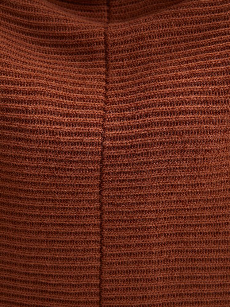 Solid Pointelle Knit Dolman Sleeve Funnel Neck Knit Top