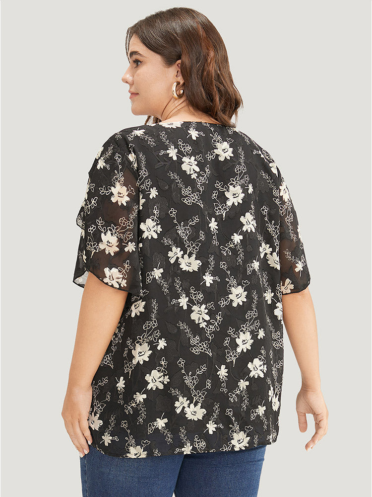 Floral Printed Split Sleeve Blouse