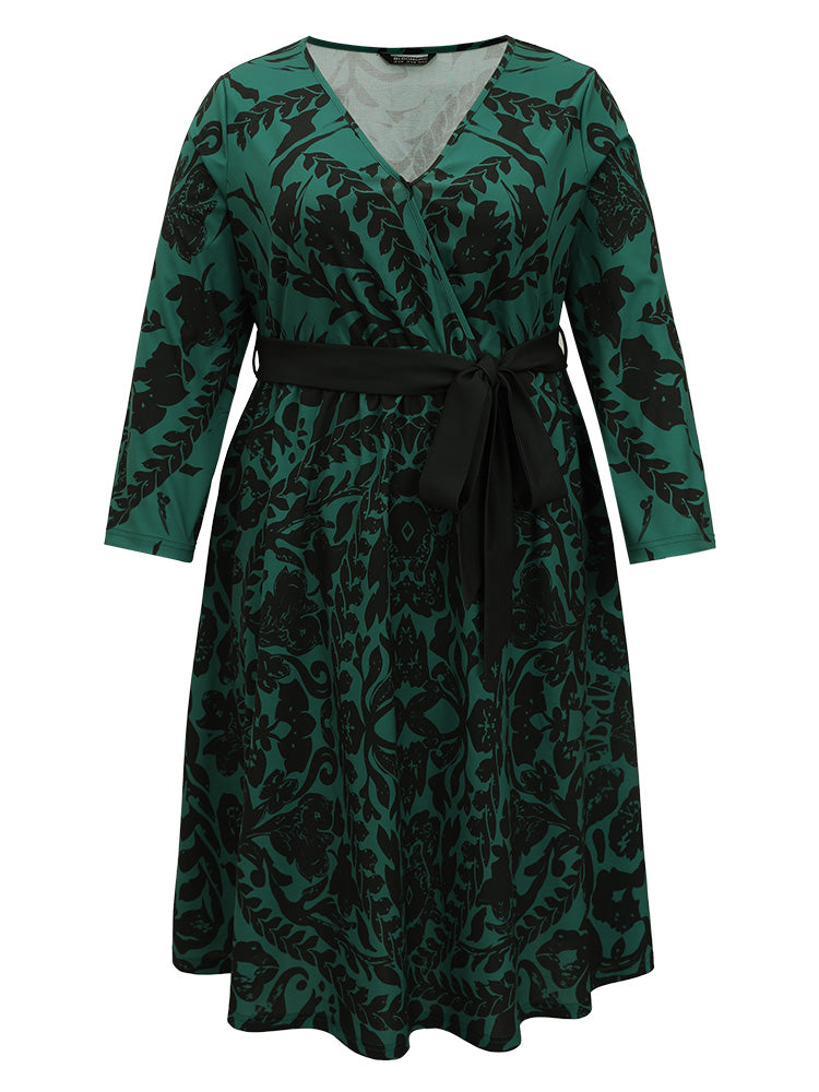 Silhouette Floral Print Belted Wrap Dress