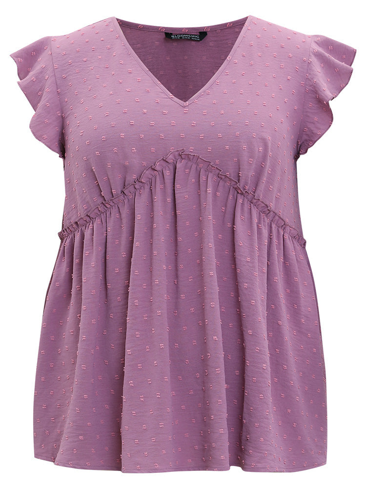 Polka Dot V Neck Ruffles Tassel Trim Tank Top