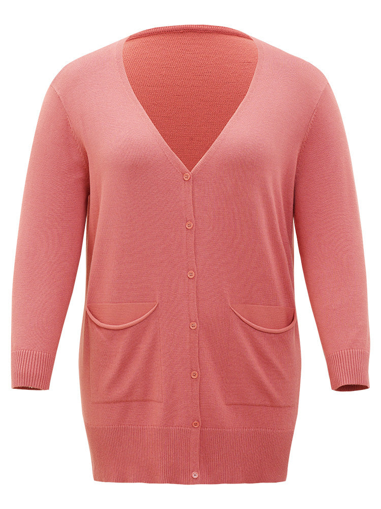 Supersoft Essentials Solid Button Down Patched Pocket Cardigan