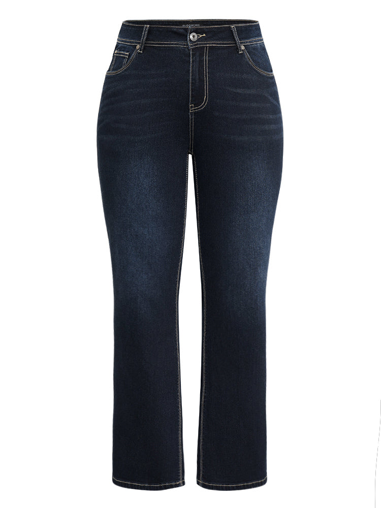 Vintage Contrast Seam Straight Leg Jeans