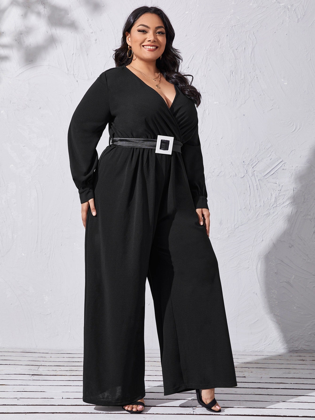 Surplice Neck Palazzo Jumpsuit With Belt