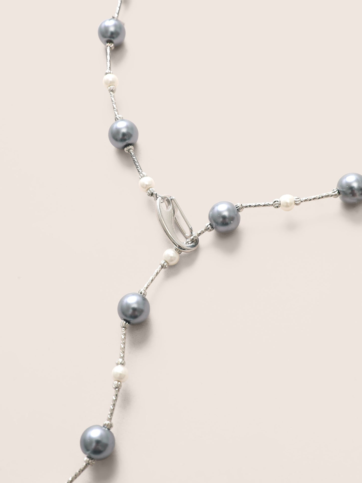 Pearl Beaded Layered Chain Necklace