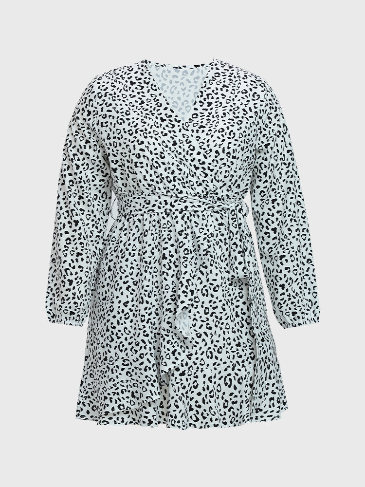 V-neck Leopard Lace Dress
