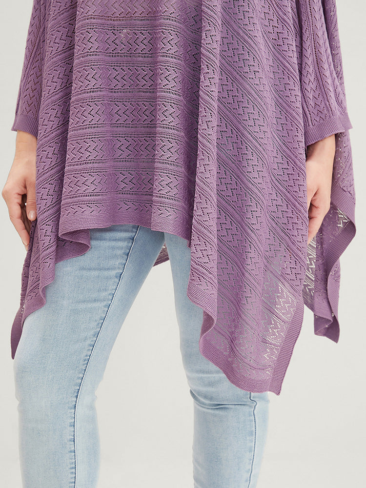 Plain Asymmetrical Hem Dolman Sleeve Knit Top