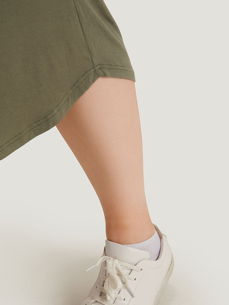 Plain Ruched Pocket Arc Hem Cropped Pants