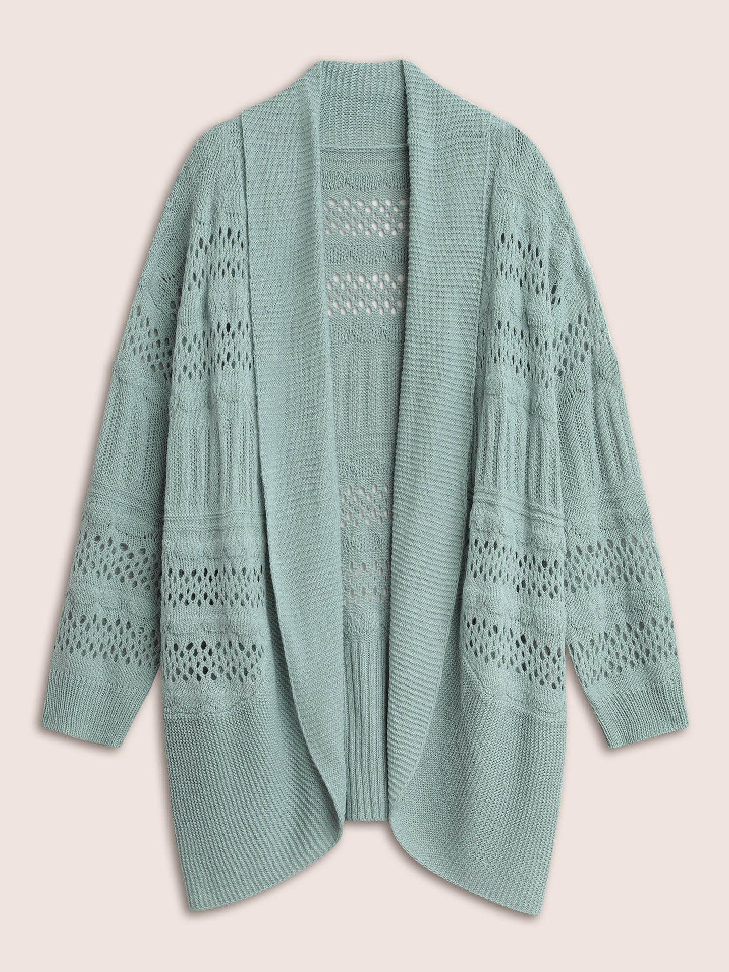 Solid Cable Knit Cut Out Open Front Cardigan