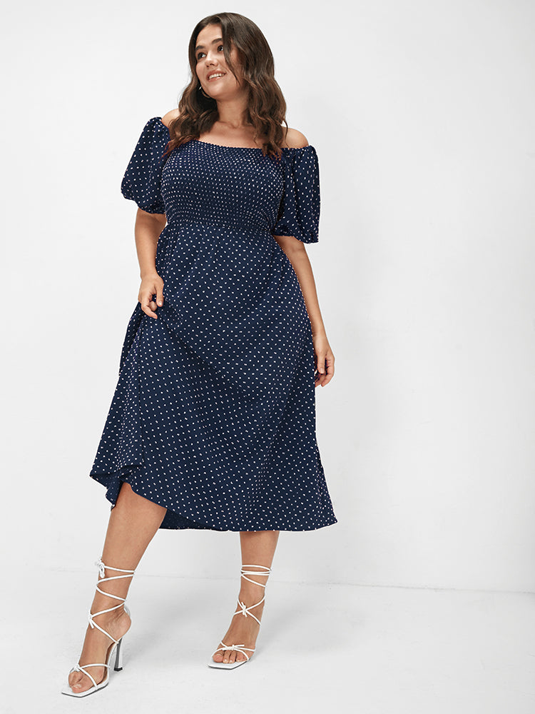 Bloom Dress - Polka Dot Off Shoulder Maxi Dress