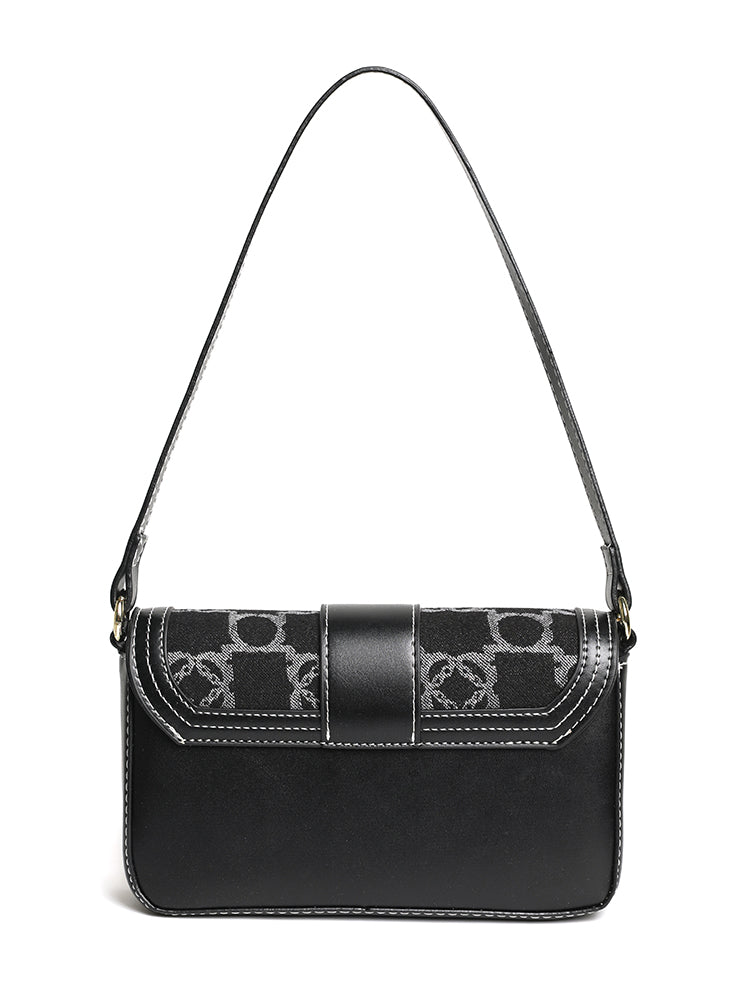 Geometric Pattern Flap Shoulder Tote Bag