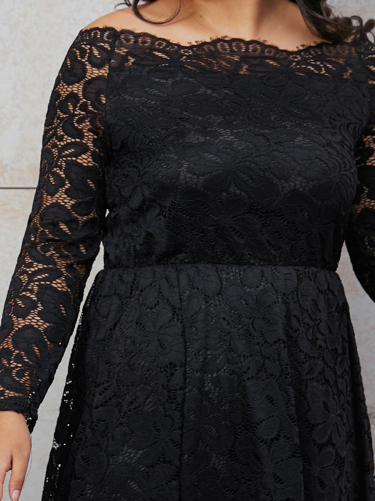 Lace Floral A Line Dress