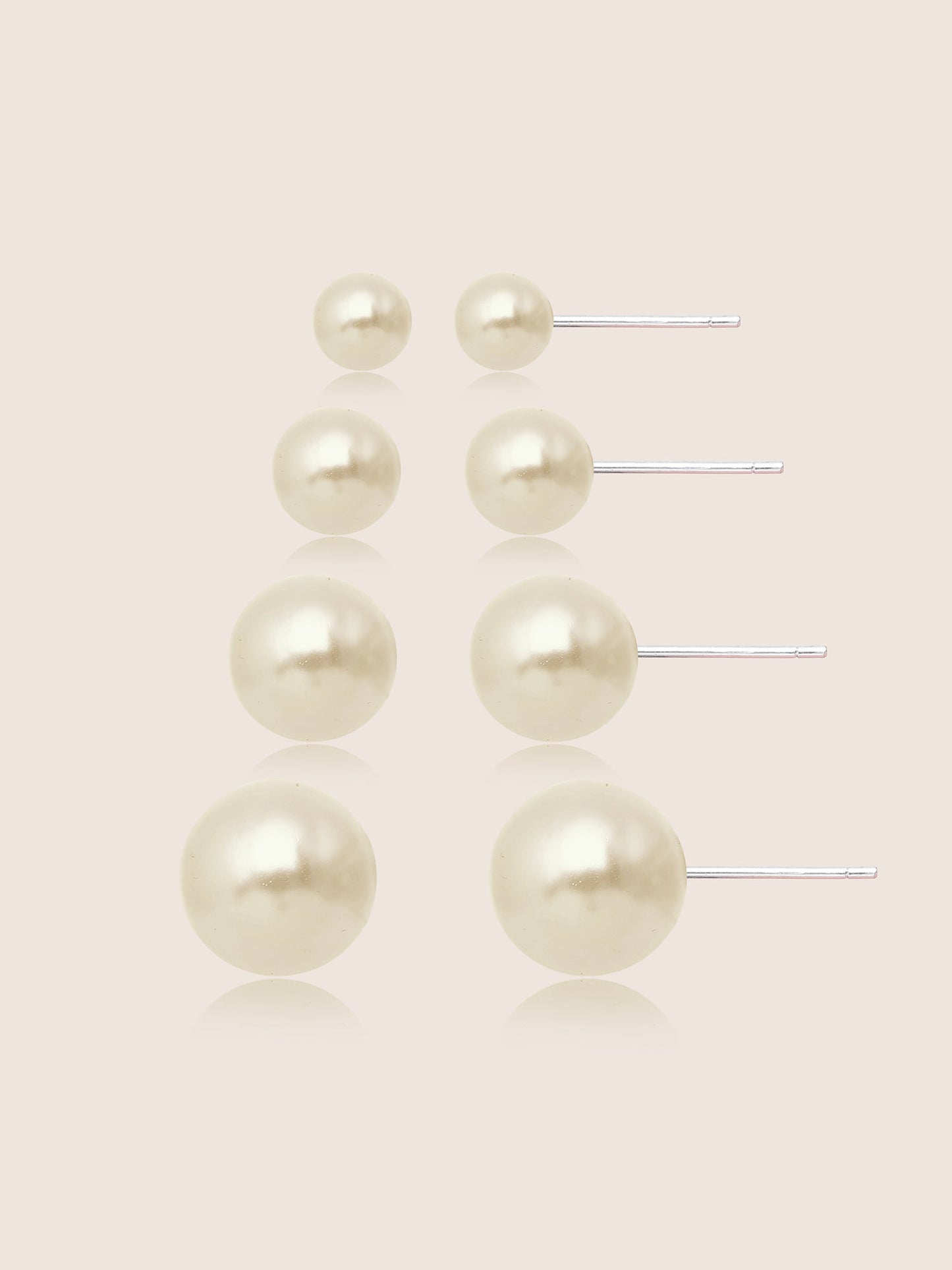 4 Pairs Simple Pearl Stud Earrings