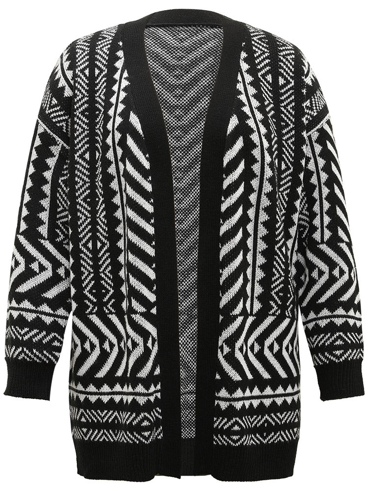 Bandana Print Open Front Loose Cardigan