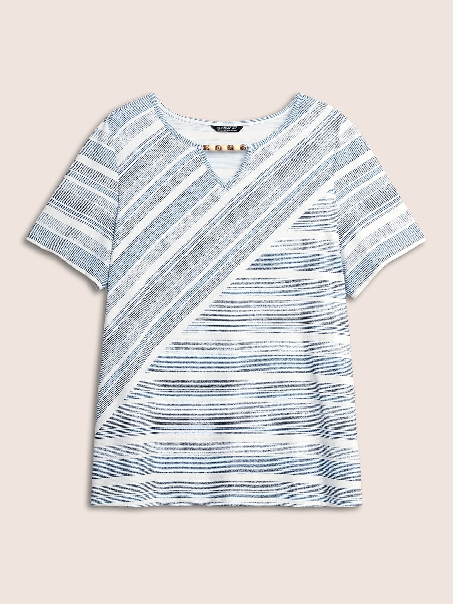 Striped Bead Chain Cut Out T-shirt