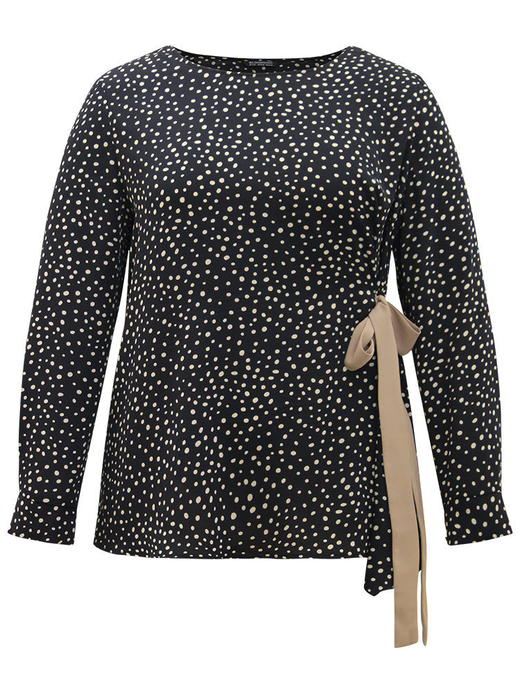 Polka Dot Ties Contrast Two-Piece Woven Top