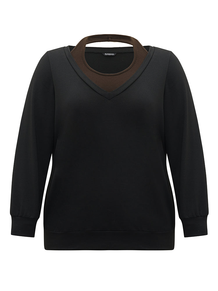 Halter 2-In-1 Patchwork Sweatshirt