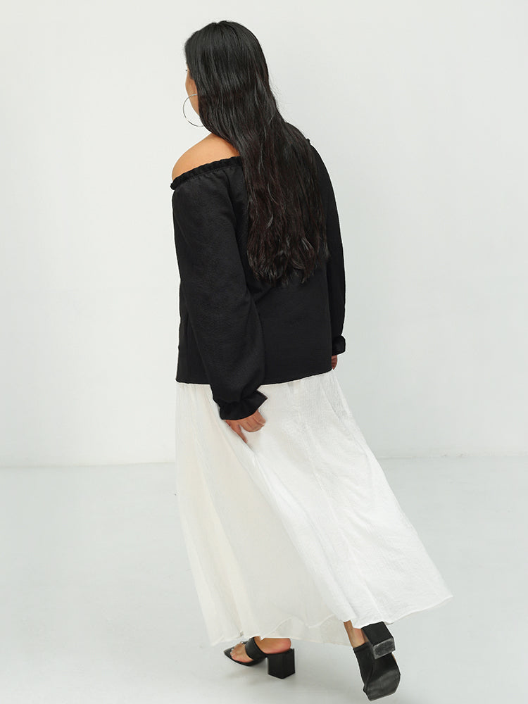 Frill Trim Off Shoulder Top